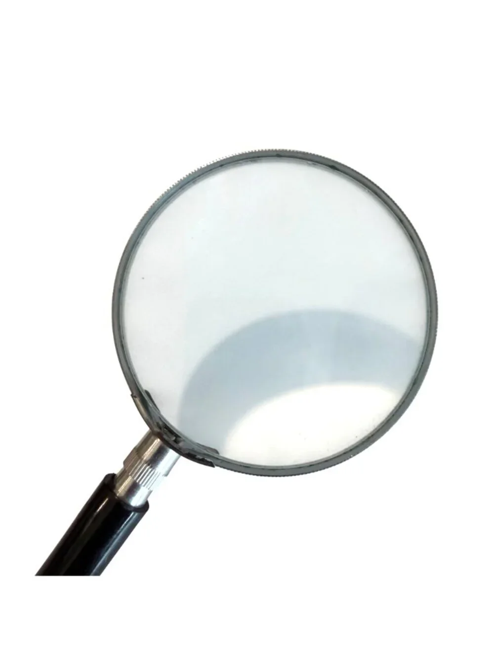 Handheld Magnifying Glass Set Two Sizes Black Handles Metal Frame Clear Lenses